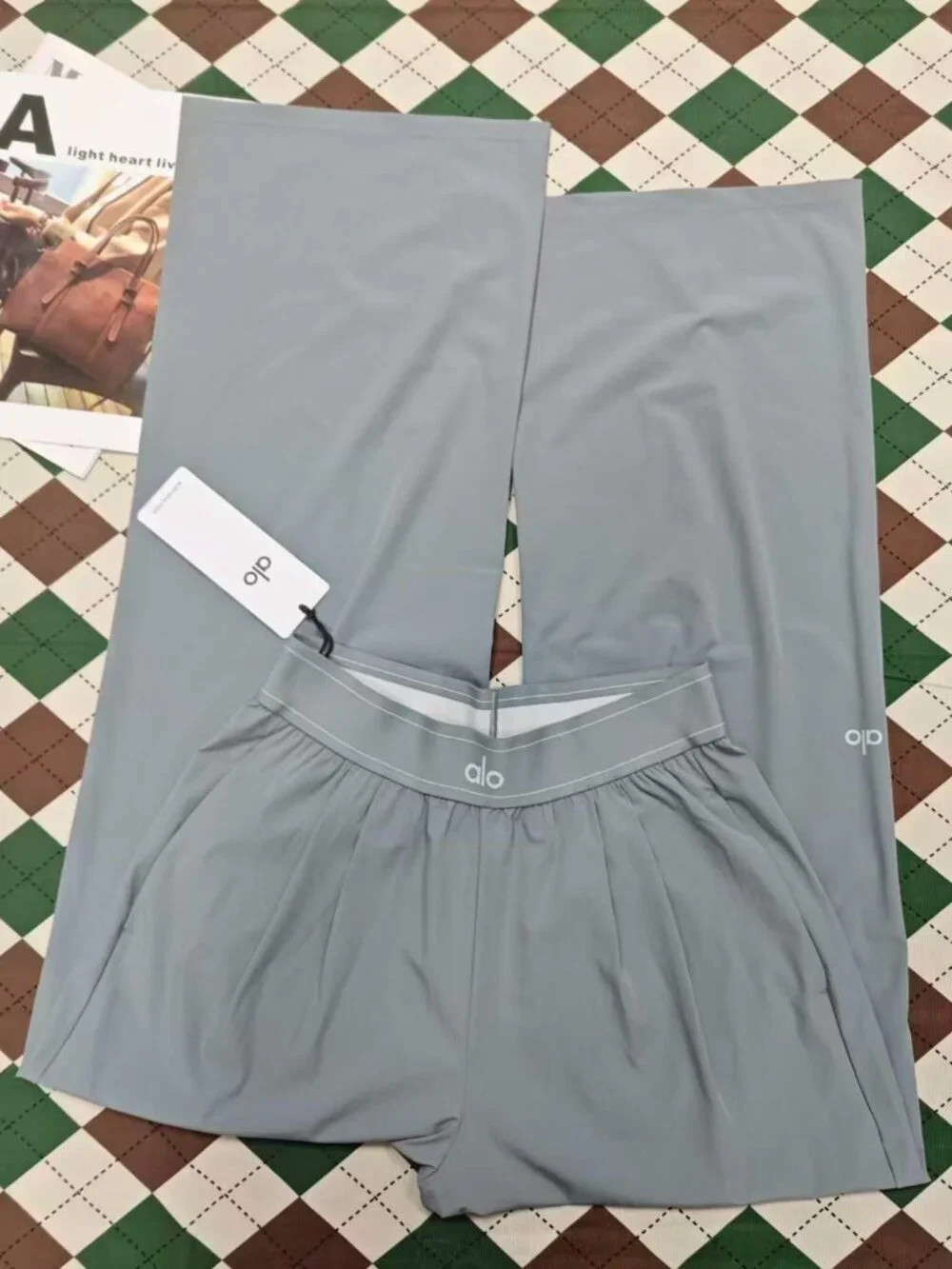 Alo Yoga Suit Up Trouser💙💙Steel Grey Wide Leg/Streetwear/Athleisure (Regular)